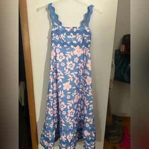 Sunday Blue and Pink Floral Midi Dress